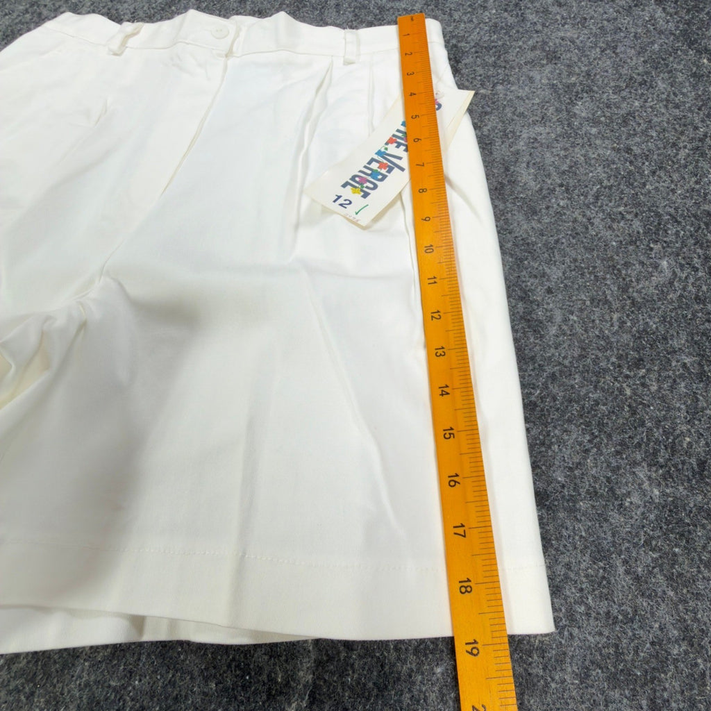 On The Verge 90s Vintage Pleated Shorts Womens 12 White Cotton NWT Made in USA - take2supply