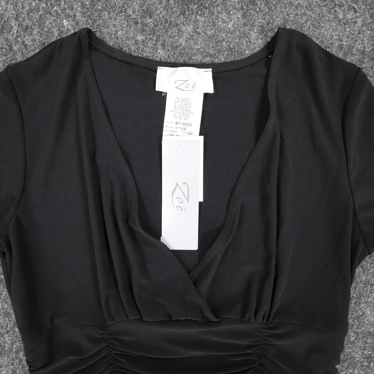 Zoe Ruched V-Neck Top Womens P/S Y2K Deadstock Gray Short Sleeve Canada C1212 - take2supply
