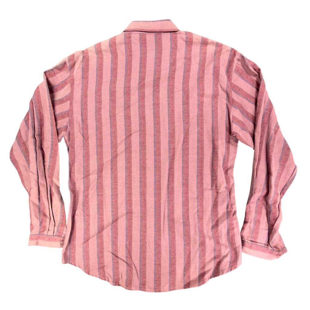 Bill Blass Vintage 80s Striped Button Down Shirt Womens 10 Fuchsia Cotton NWT - take2supply
