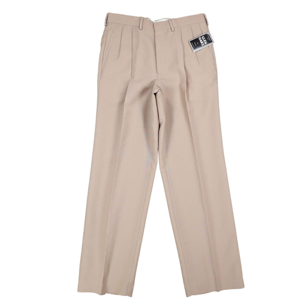 Glen Oaks Pleated Trousers Mens 33x30 Vintage 90s Tan Wool Blend Deadstock USA - take2supply