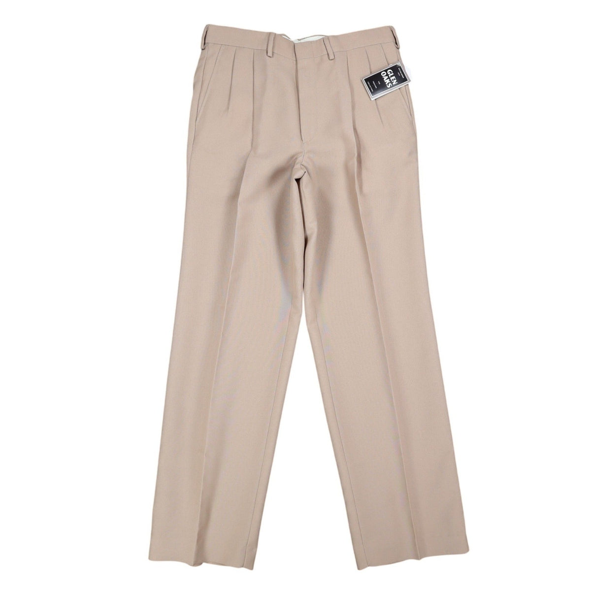Glen Oaks Pleated Trousers Mens 33x30 Vintage 90s Tan Wool Blend Deadstock USA - take2supply