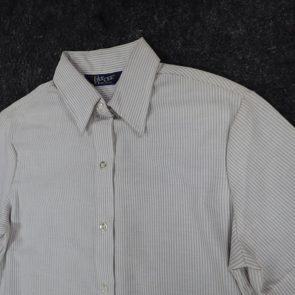 Dee Cee Short Sleeve Button Up Womens 14 Vintage Gray Striped Made in USA Shirt - take2supply