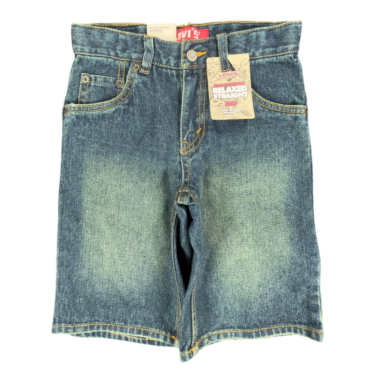 Levi's Y2K 549 Relaxed Straight Shorts Boys 7 Blue Denim NWT Adjustable Waist - take2supply