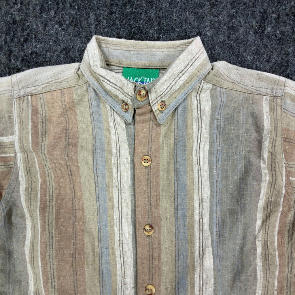 Jacktar Vintage 90s Stripe Shirt Boys 4 Tan Linen Cotton NWT - take2supply