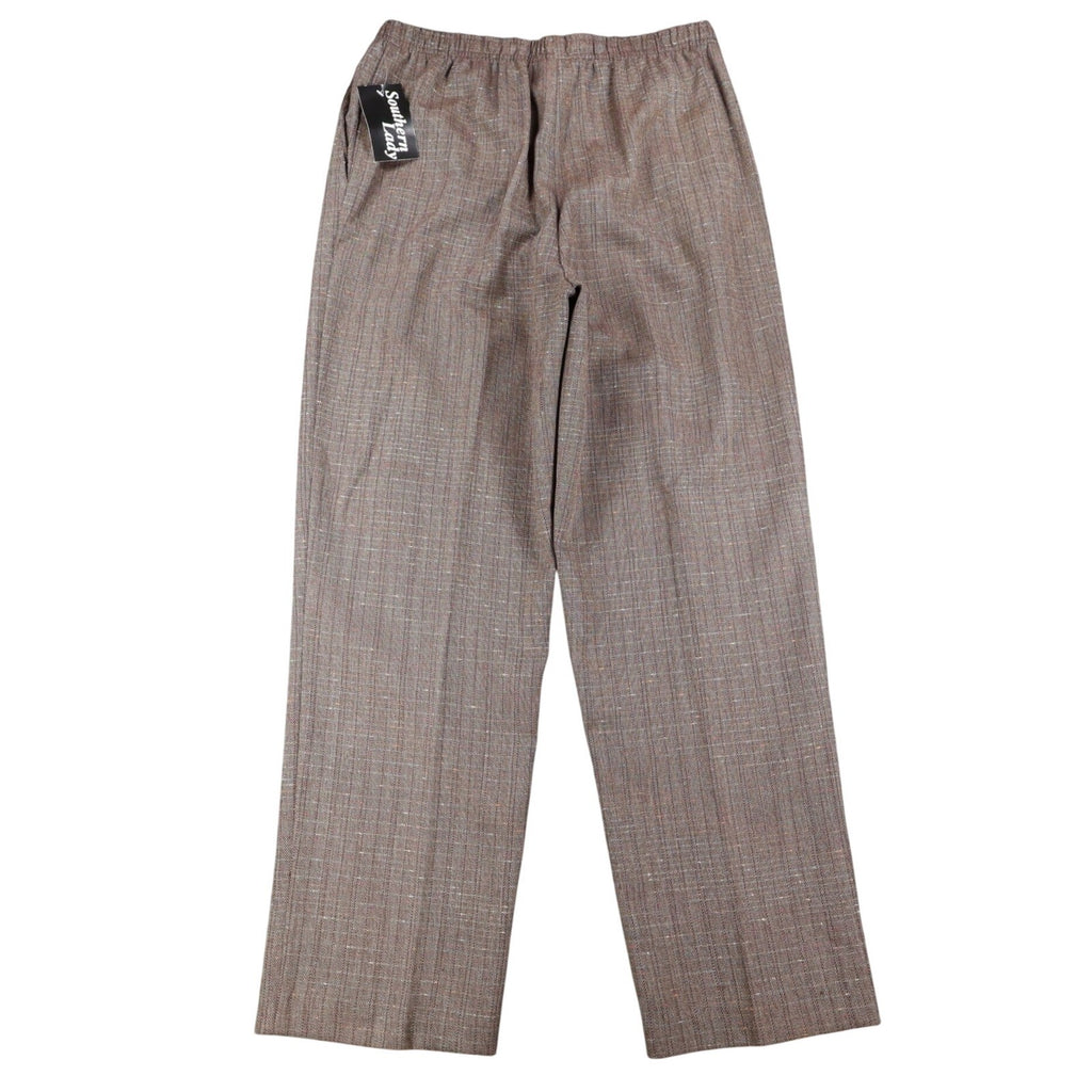 Southern Lady Pull On Pants Womens 14 Brown Hickory Elastic Waist Textured 58A2 - take2supply