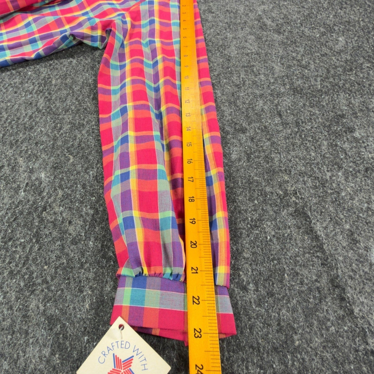 Sunny Shores Vintage 80s Bow Blouse Womens 18 Multi Plaid NWT Deadstock - take2supply