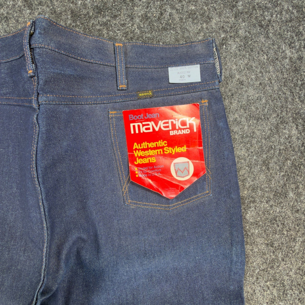 Maverick Vintage 70s Bootcut Jeans Mens 40M Dark Wash Indigo Cotton NWT NOS USA - take2supply