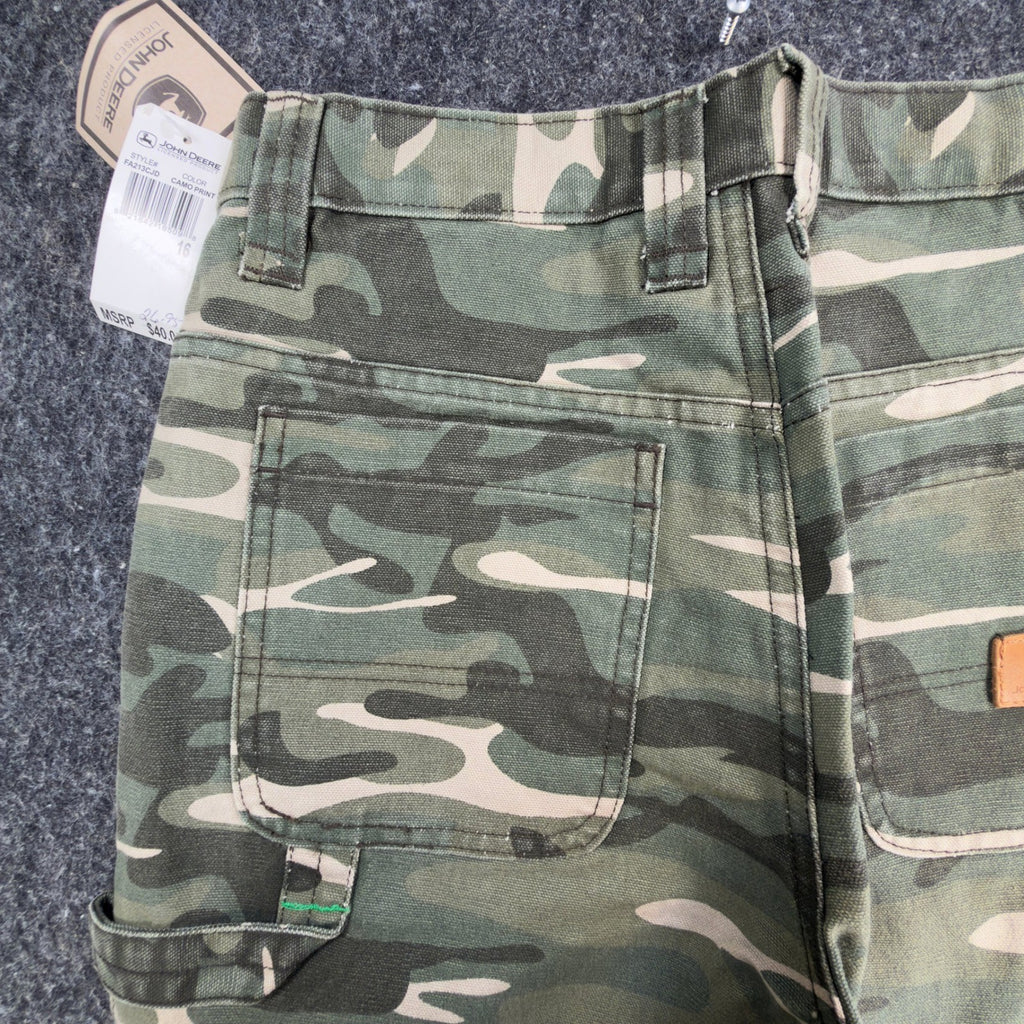 John Deere Carpenter Pants Boys 16 Y2K Camo Cotton Canvas Workwear Deadstock NWT - take2supply