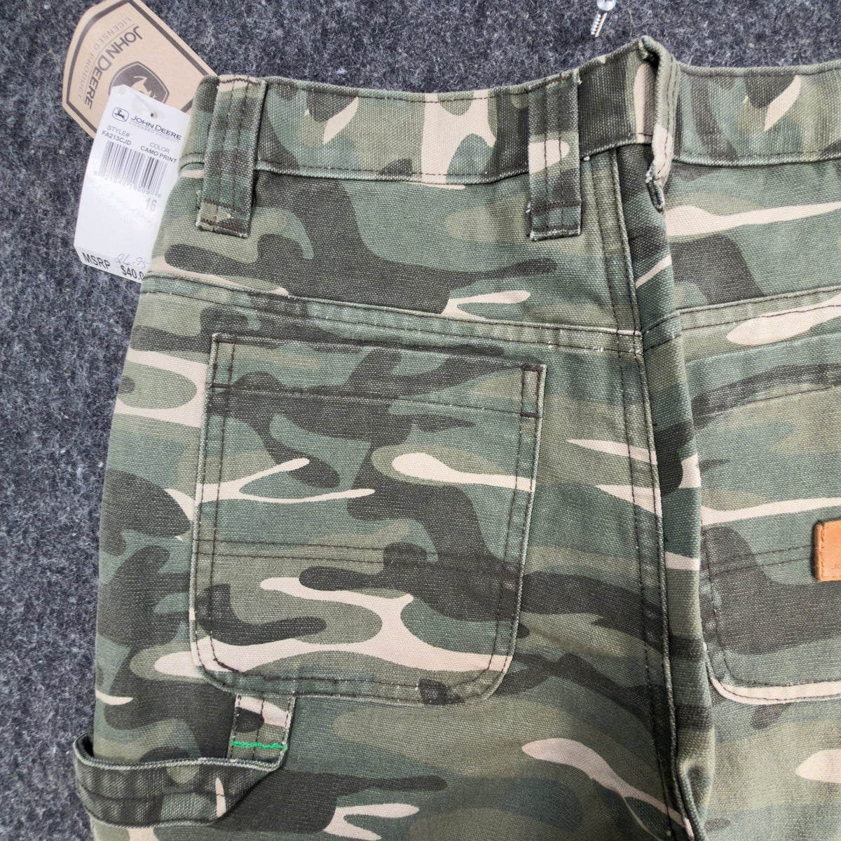 John Deere Carpenter Pants Boys 16 Y2K Camo Cotton Canvas Workwear Deadstock NWT - take2supply
