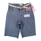 Lee Bermuda Shorts Women 6 M Classic Fit Carolina Blue Denim Stretch Belted NWT - take2supply