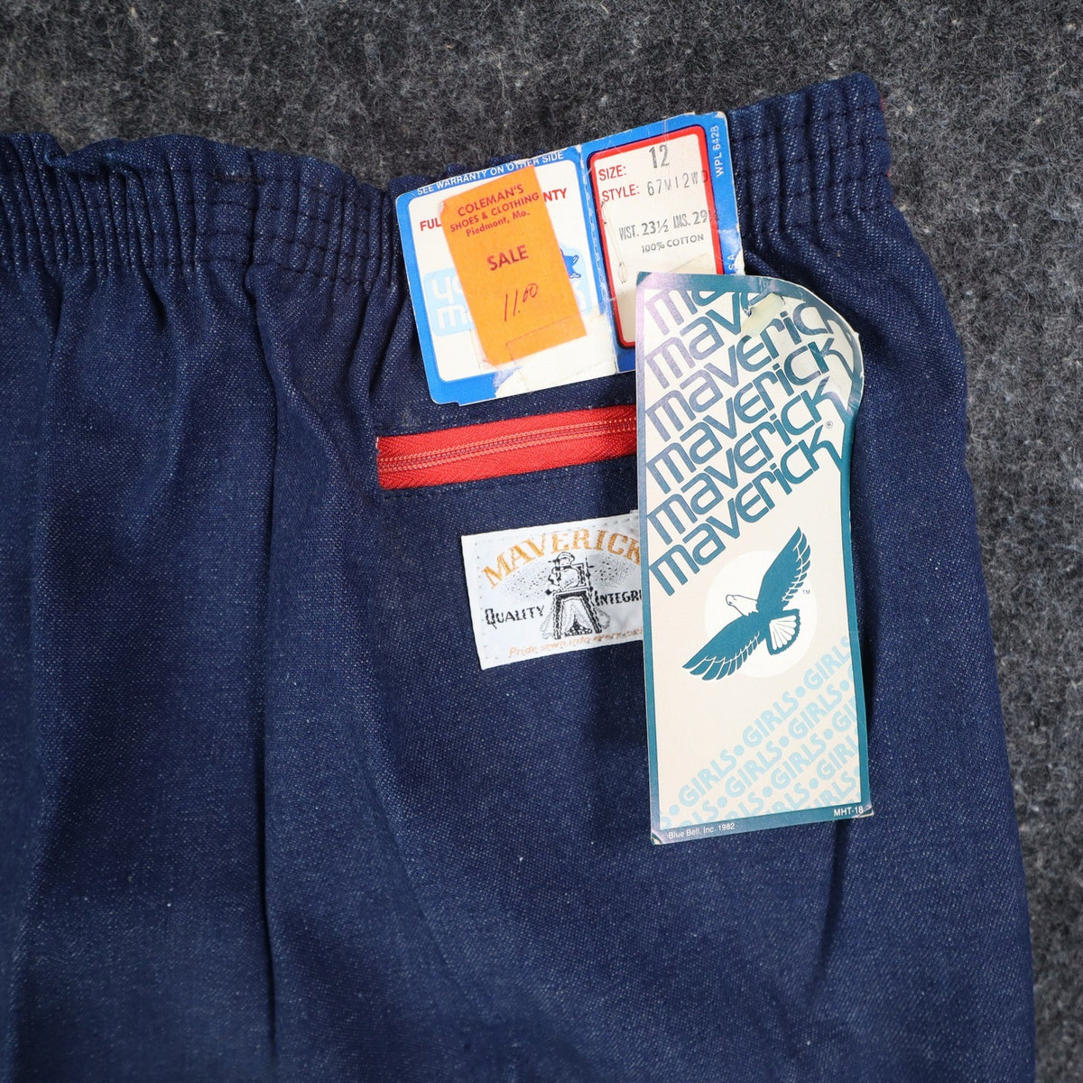Young Maverick Vintage Girls 12 Blue Red Stripe Flare Jeans NWT - take2supply