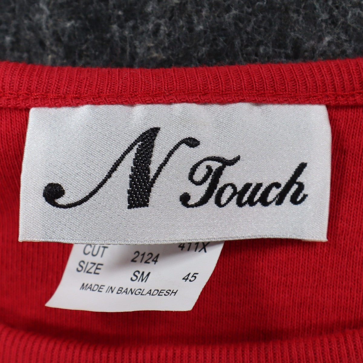 N Touch Top Womens Small Red Cotton Blend Rhinestone Split Sleeve Macintosh - take2supply