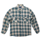 Sears Quilted Flannel Shirt Jacket Mens Medium Blue Plaid Excellent Vintage - take2supply