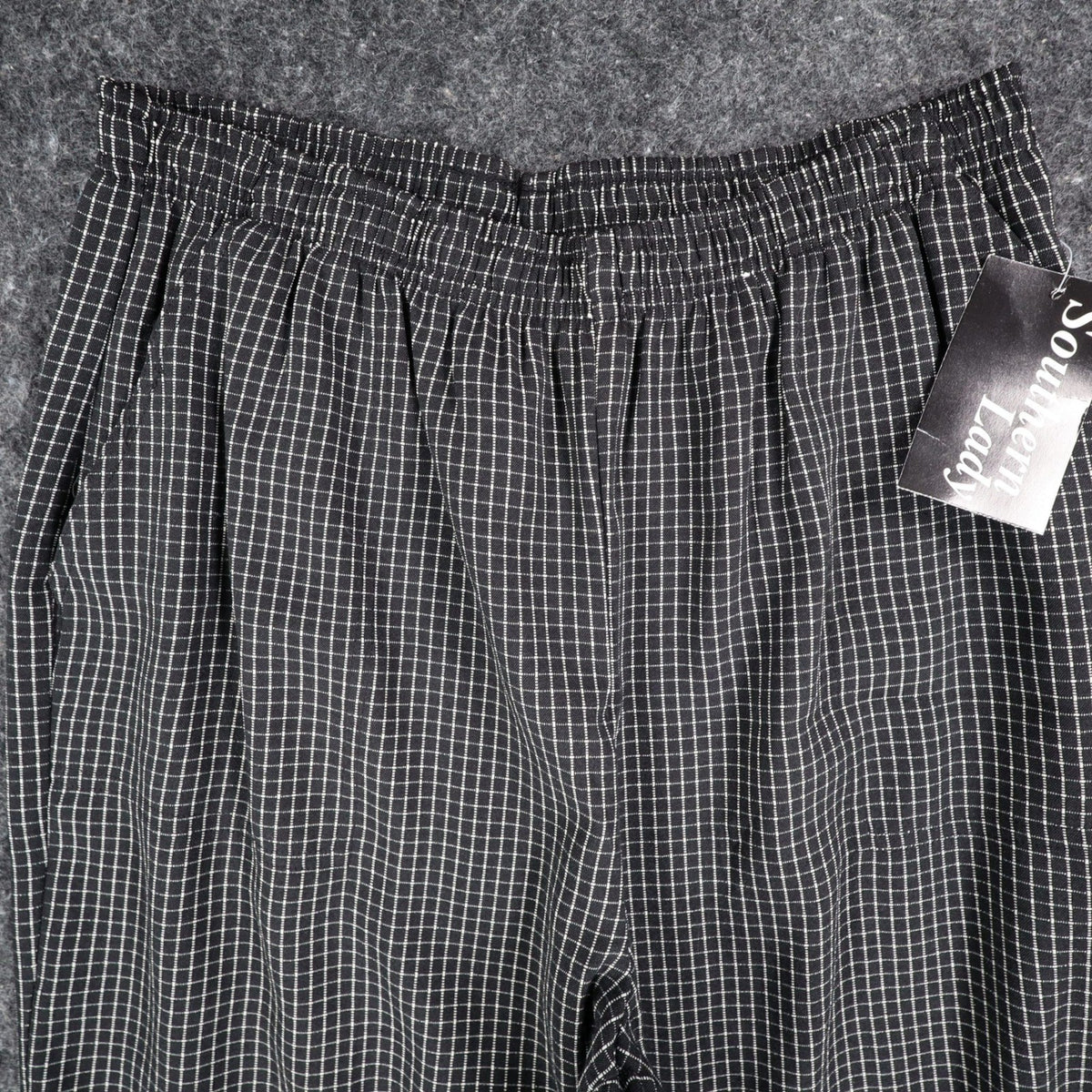 Southern Lady Pants Womens M Black White Windowpane Pull On NWT NOS - take2supply