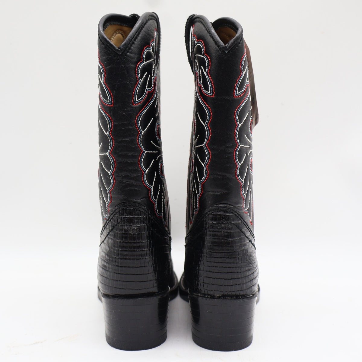 Laredo Western Cowboy Boots Kids Size 2D Vintage Black Lizard Embossed 28-2230-6 - take2supply