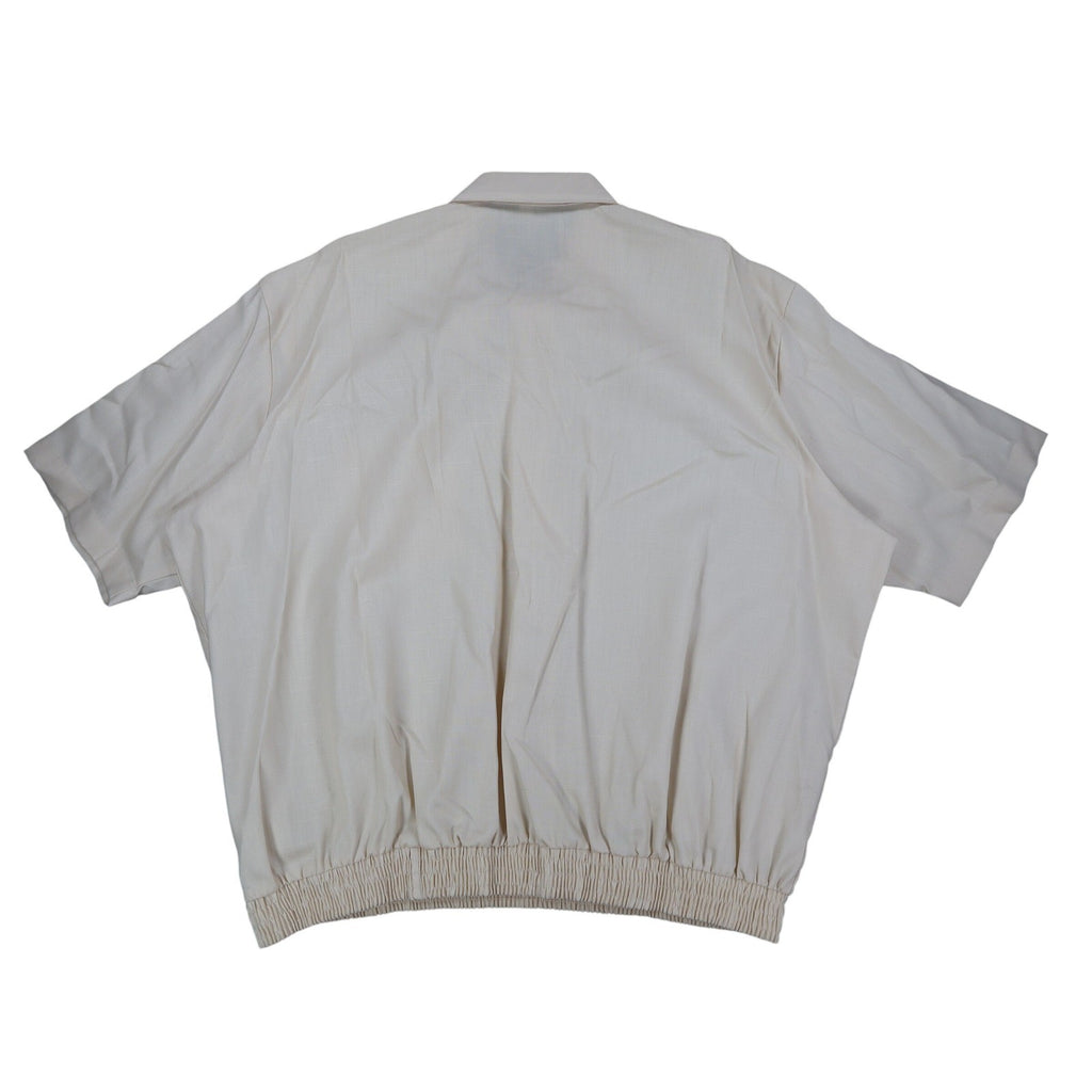 Fulton Street Shirt Works Polo Mens 2X Vintage 90s Cream Banded Bottom USA Made - take2supply