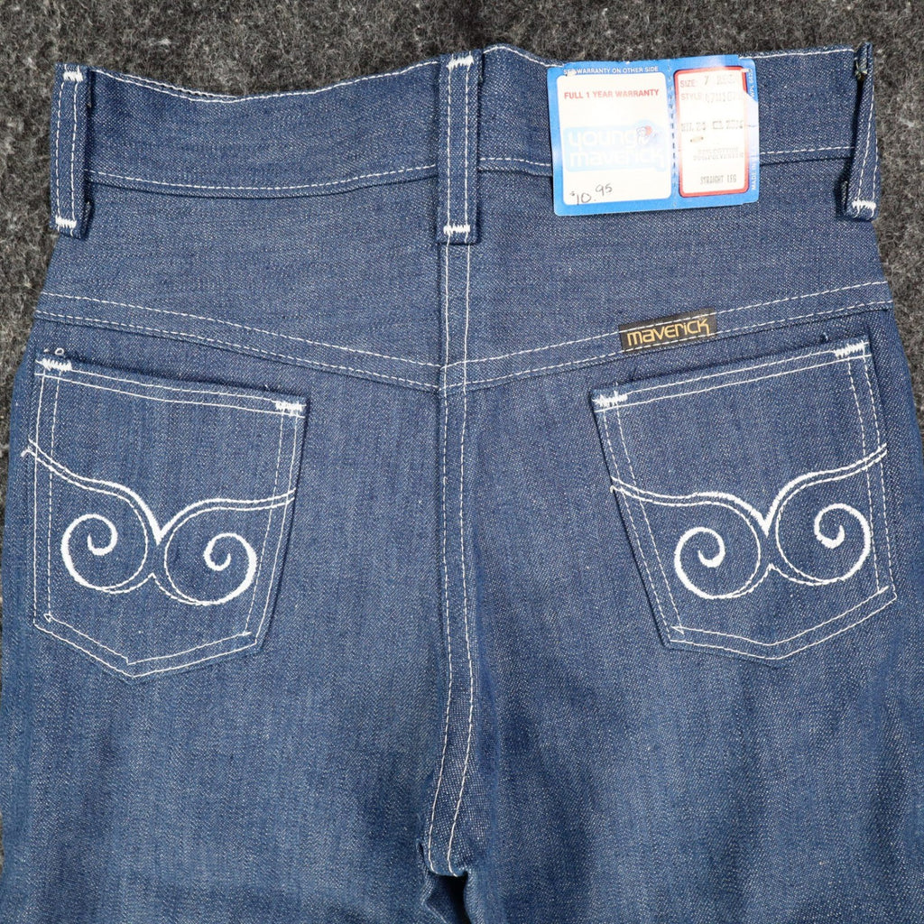 Vintage Young Maverick Boys Jeans 7 Regular Blue Straight Leg USA NWT - take2supply