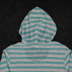 Tribal Jeans Womens S Aqua White Striped Lightweight Hooded Pullover Top NWT - take2supply
