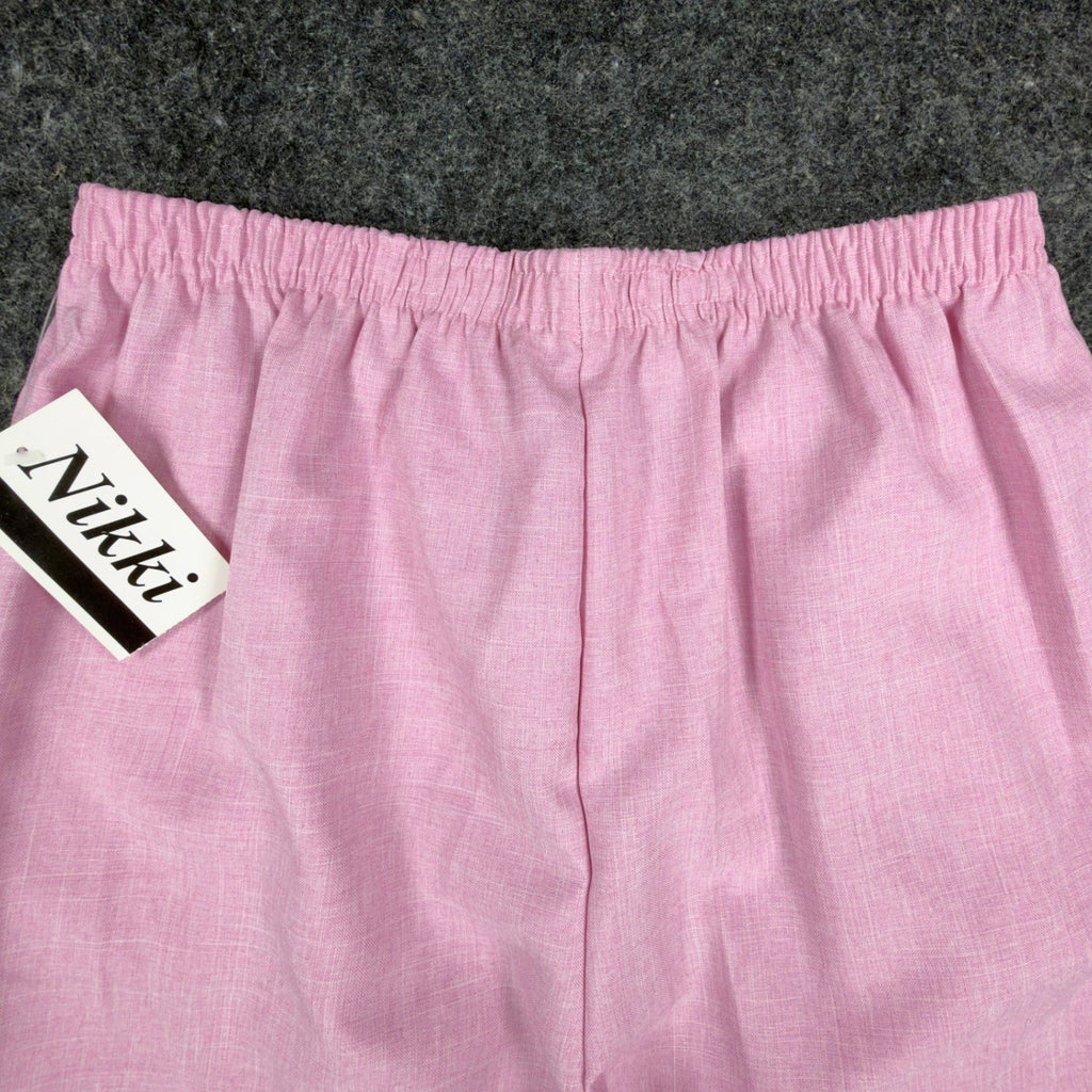Nikki Vintage 90s Elastic Waist Pants Women 14 Rose Pink Polyester NWT Deadstock - take2supply