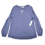 Erin London Top Womens L Blue Viscose Spandex Rhinestone Puff Sleeve NWT - take2supply