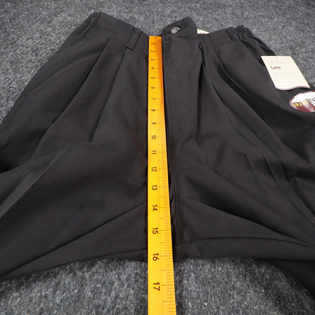 Lee Tapered Leg Pants Womens 16 L Black Smart Fabric Side Elastic Pleated C863 - take2supply