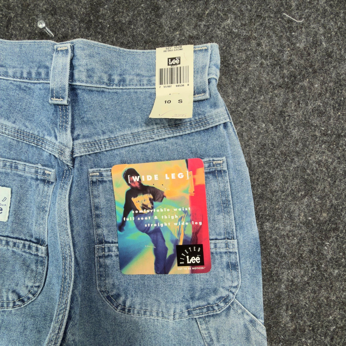 Lee Vintage 90s Wide Leg Carpenter Jeans Boys 10 Slim Retro Stone Blue NWT - take2supply
