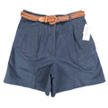 Rafaella Twill Shorts Womens 10 Vintage 90s Navy Blue Cotton Pleated Belted NWT - take2supply
