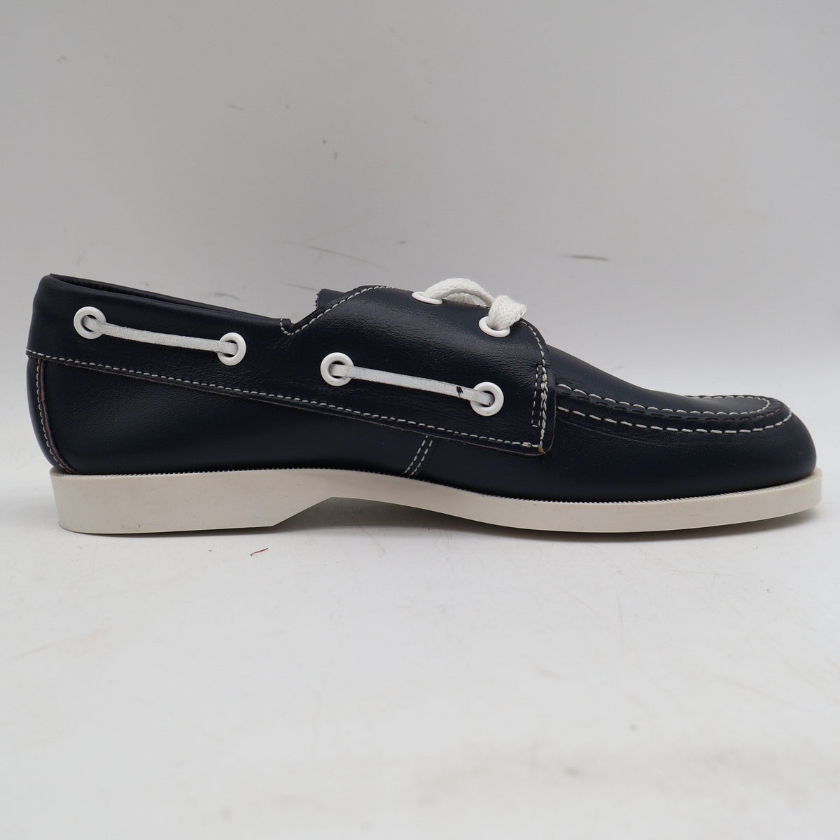 Webbs Boat Shoes Kids Size 2 C Vintage 80s Navy Leather Made in USA Deadstock - take2supply