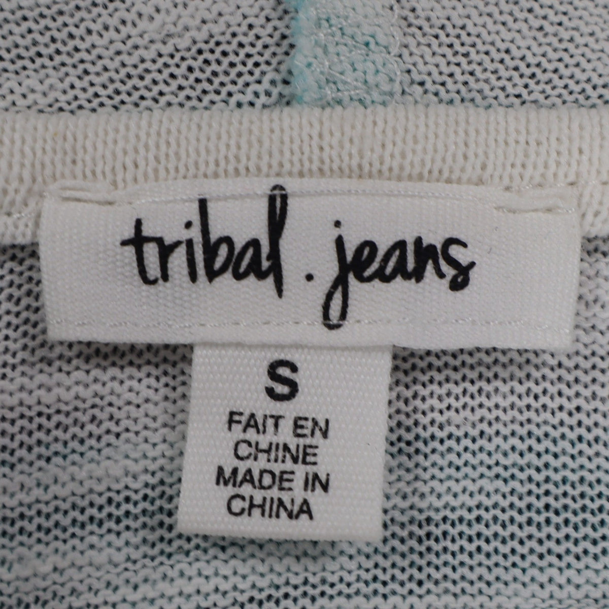 Tribal Jeans Womens S Aqua White Striped Lightweight Hooded Pullover Top NWT - take2supply