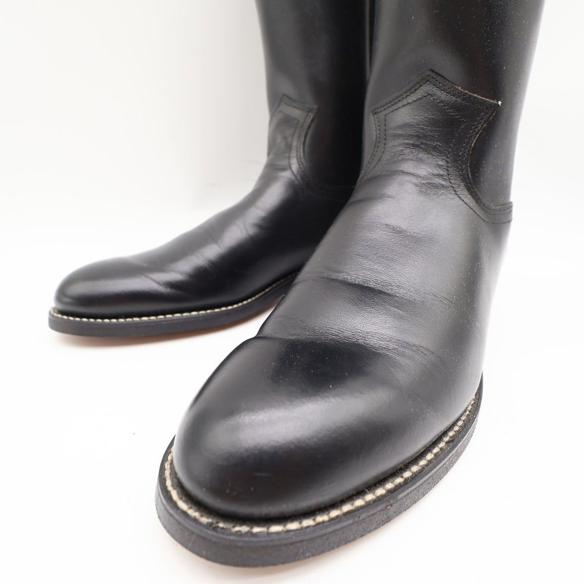 Justin Vintage Cowboy Boots Womens 6 Black Leather Deadstock NIB 3703L - take2supply
