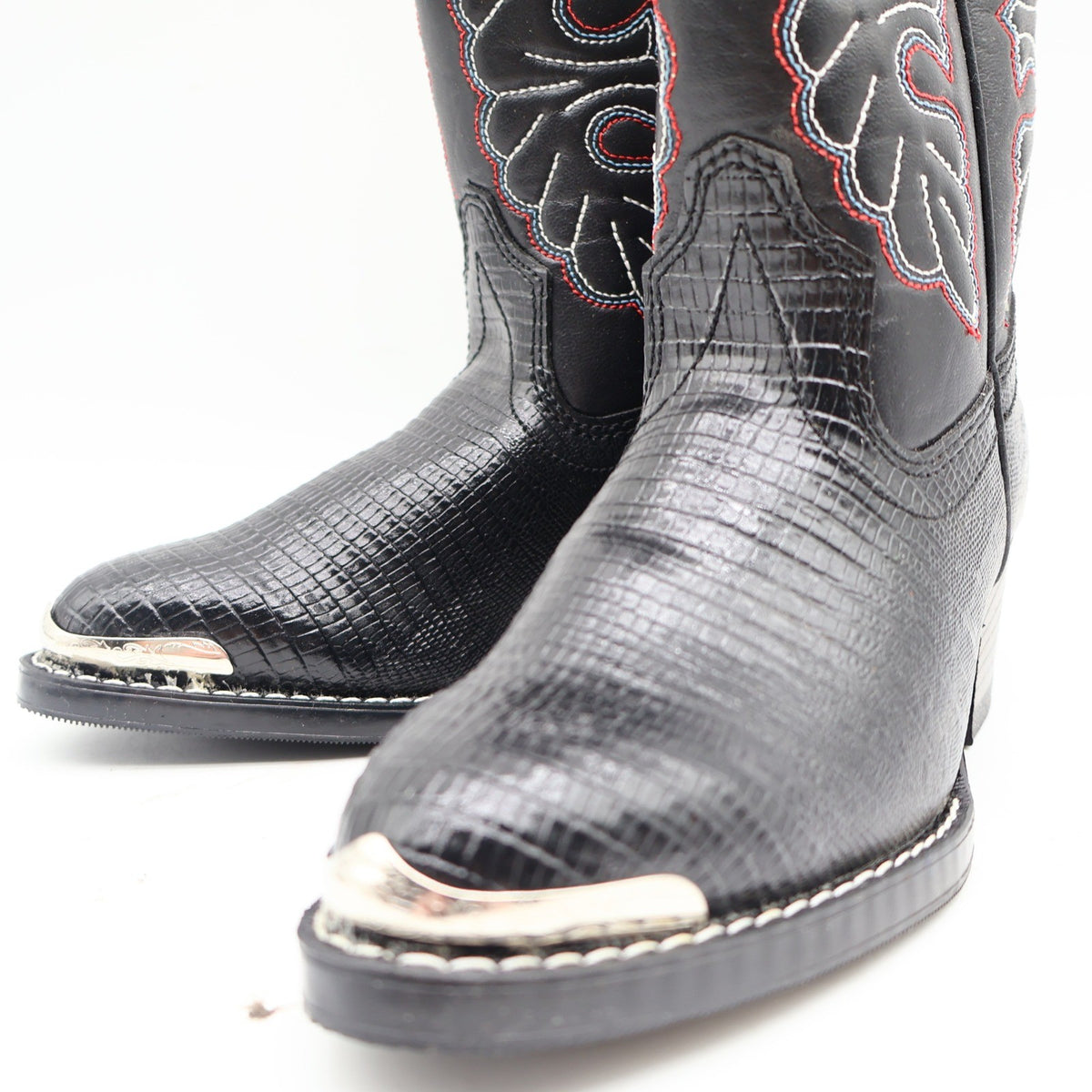 Laredo Western Cowboy Boots Kids Size 2D Vintage Black Lizard Embossed 28-2230-6 - take2supply