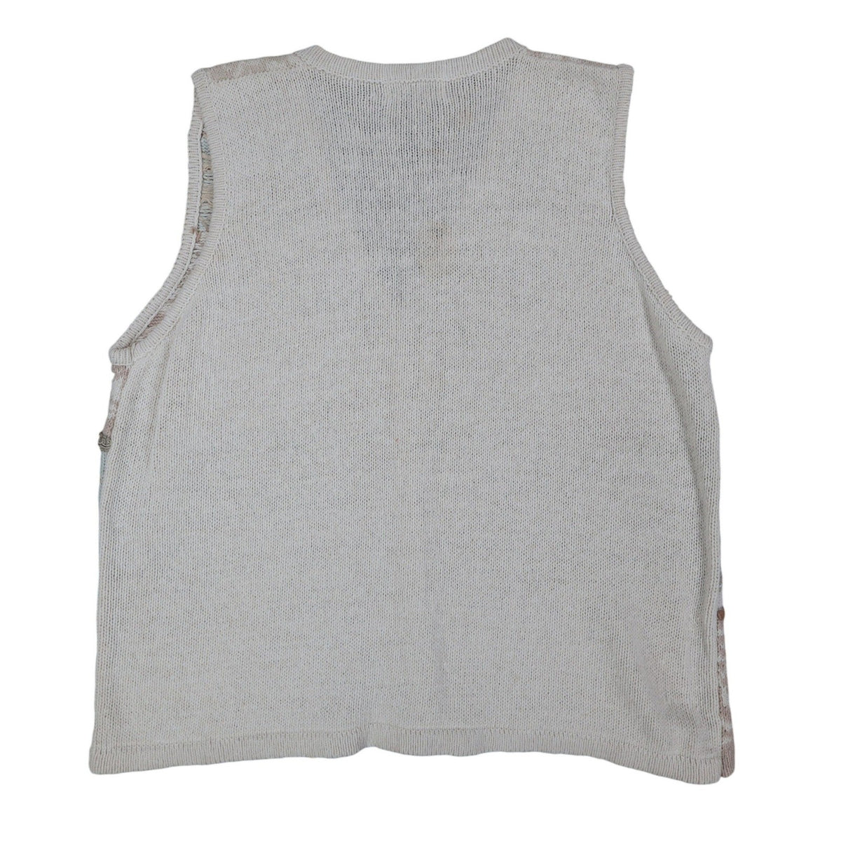 Plain cream knit back of the Beldoch Popper vest