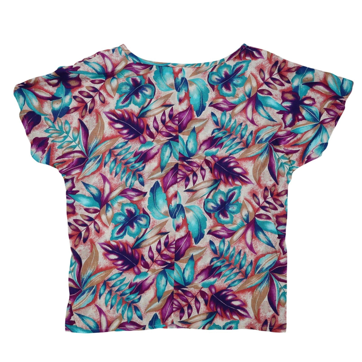 Xtrovert by Donnkenny Blouse Womens Medium Vintage 90s Rayon Tropical Floral USA - take2supply