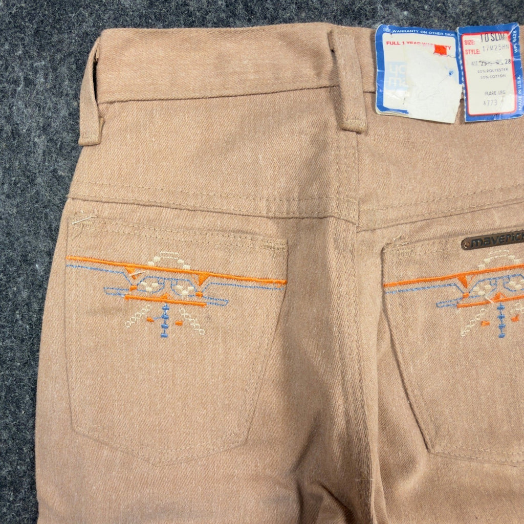 Maverick Vintage 70s Flare Pants Girls 10 Slim Beige USA NOS NWT 23.5x28 - take2supply