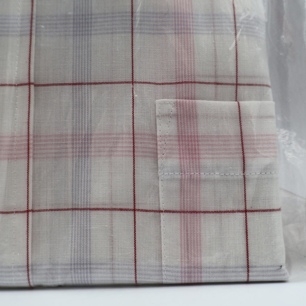 Mark VII Dress Shirt Mens 15.5 32/33 Vintage 70s White Red Blue Plaid Deadstock - take2supply