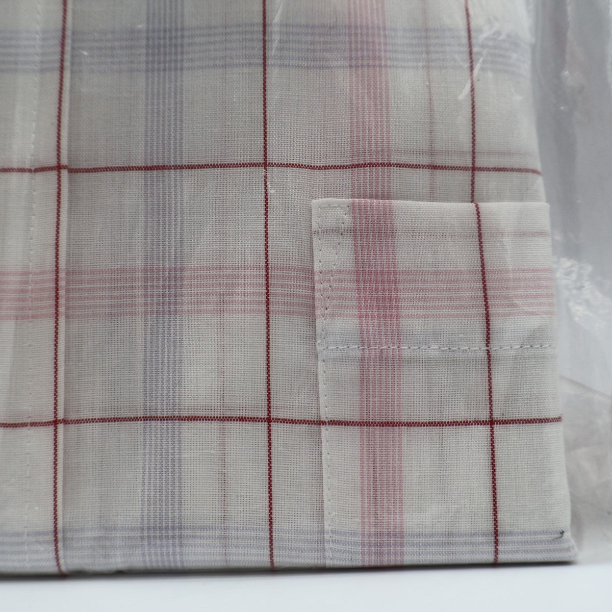 Mark VII Dress Shirt Mens 15.5 32/33 Vintage 70s White Red Blue Plaid Deadstock - take2supply