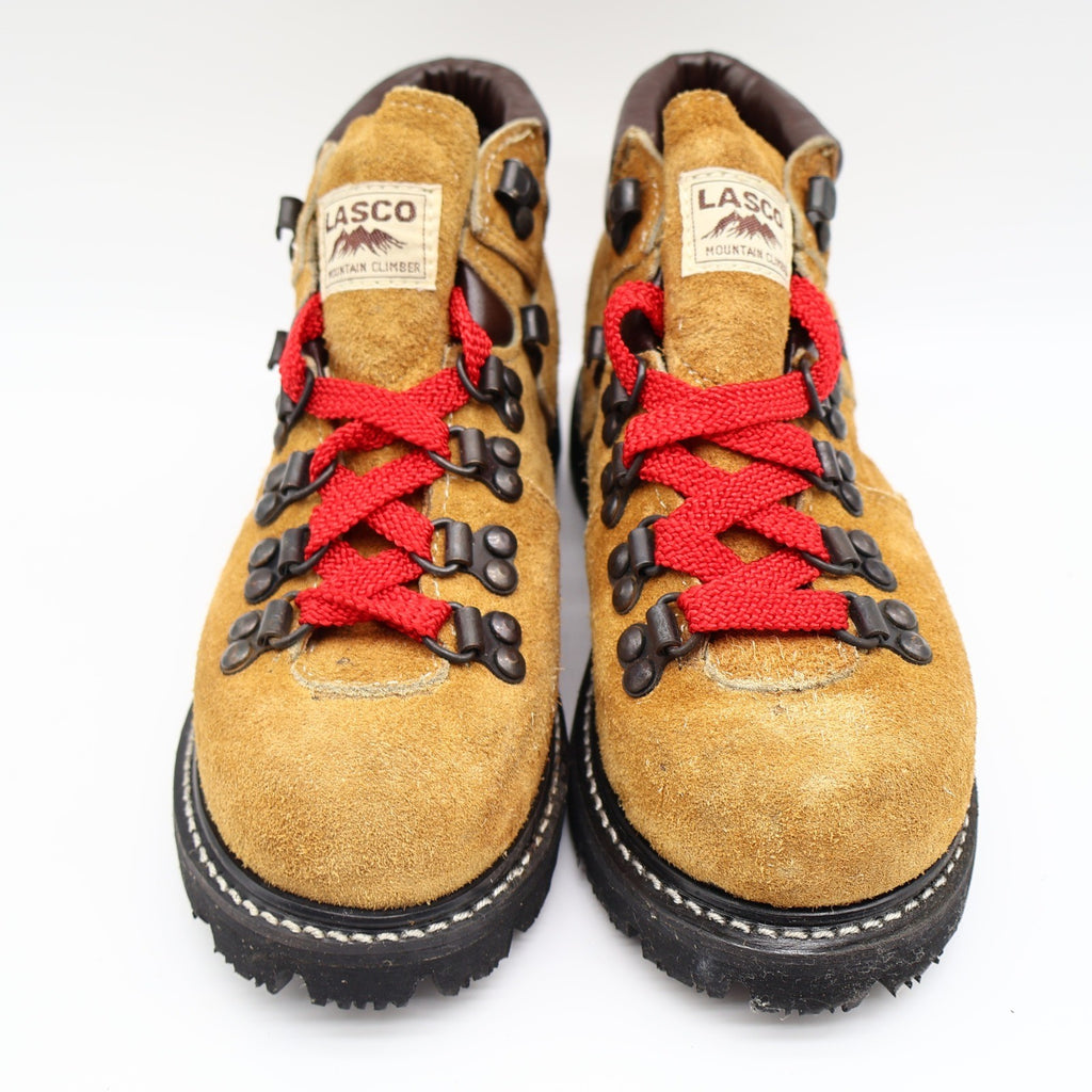 Lasco Mountain Climber Boots Size 4.5 Vintage Tan Suede Red Laces Deadstock - take2supply