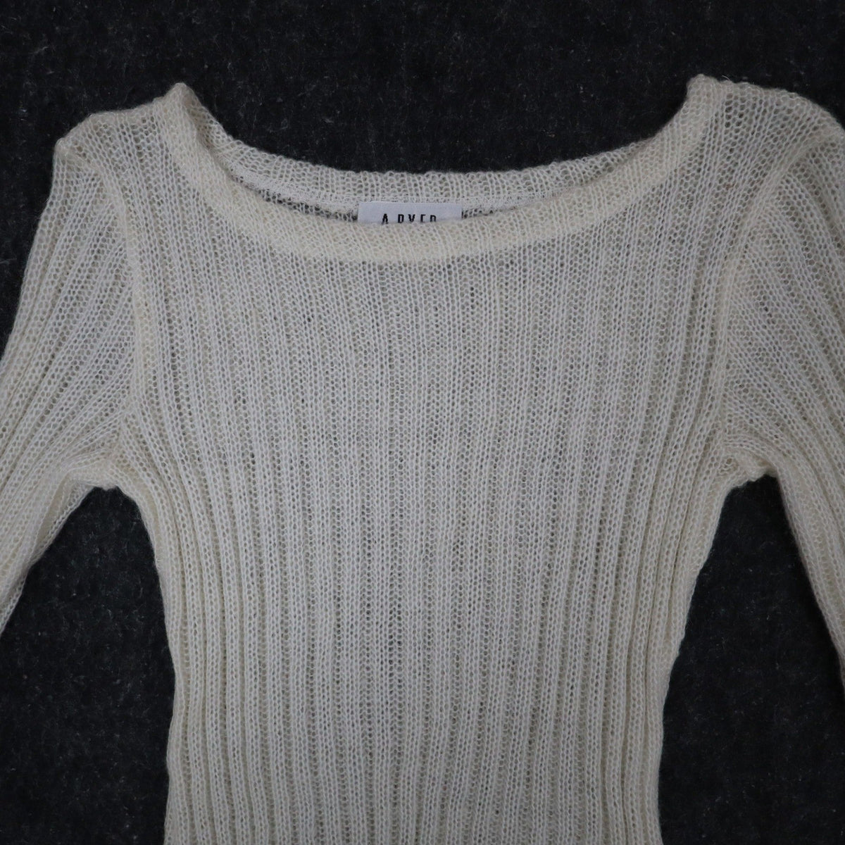 A. Byer Sweater Womens Medium Vintage 90s Cream Mohair Ribbed Open Knit Top - take2supply
