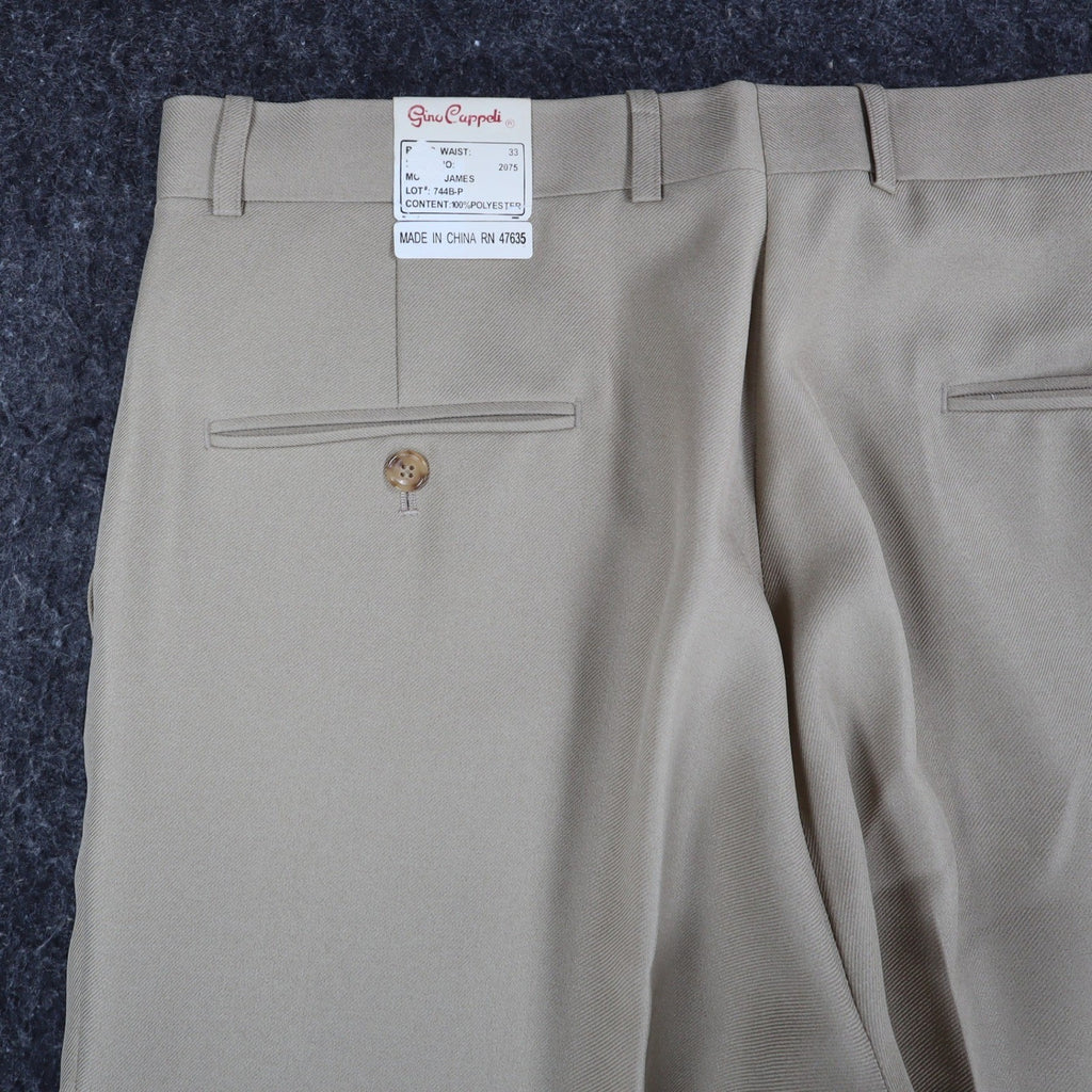 Gino Cappeli Dress Pants Mens 33 Vintage 90s Tan Polyester Pleated Trousers NEW - take2supply