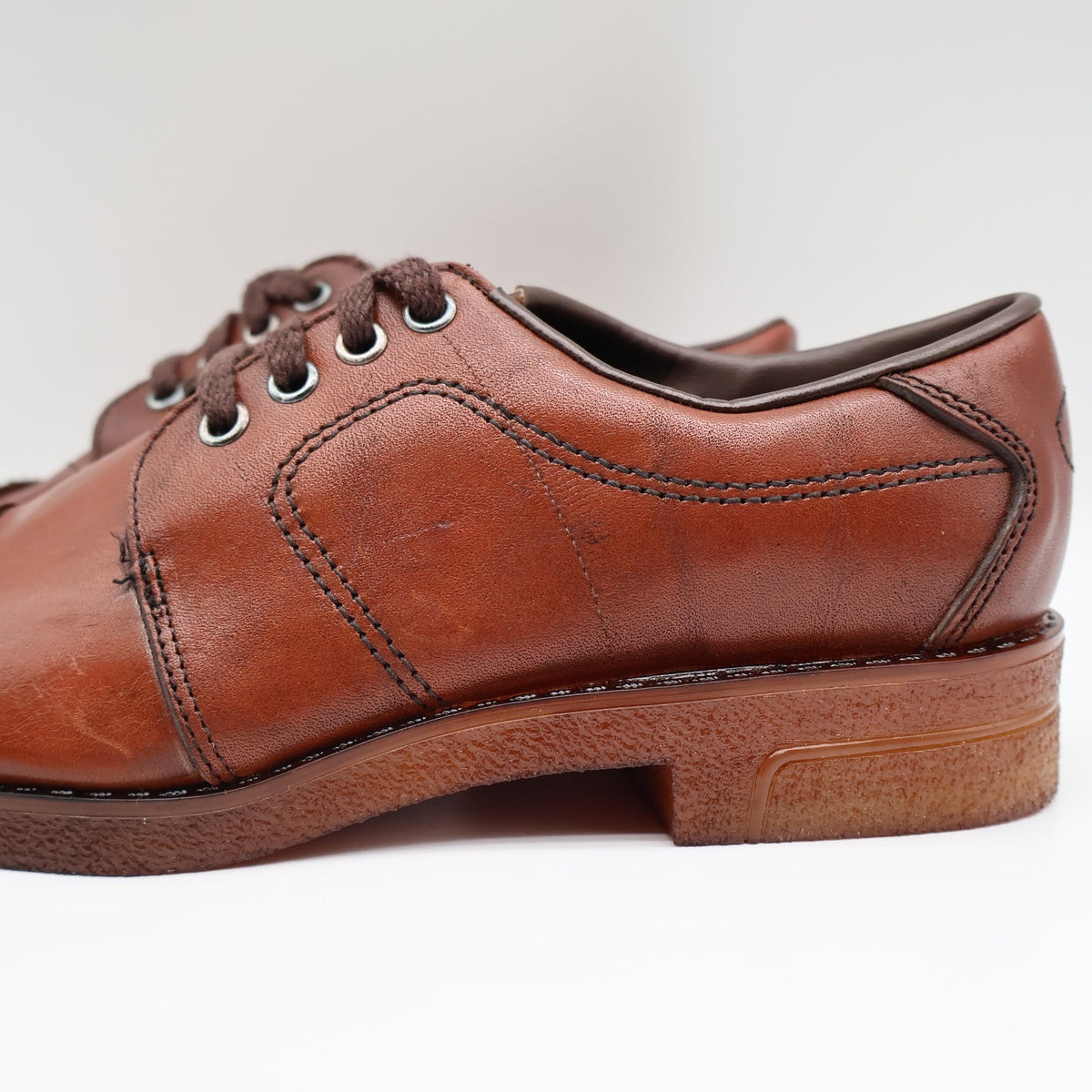 Walker Vintage Oxford Shoes Mens 6 D Brown Leather Deadstock Made in USA 2846 - take2supply