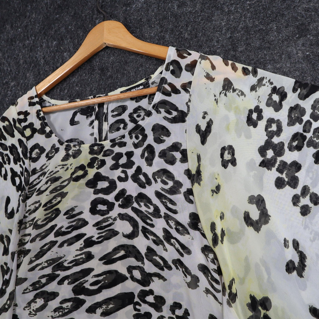 mymichelle Leopard Print Blouse Womens XL Sheer Chiffon Dolman Sleeve Top New - take2supply