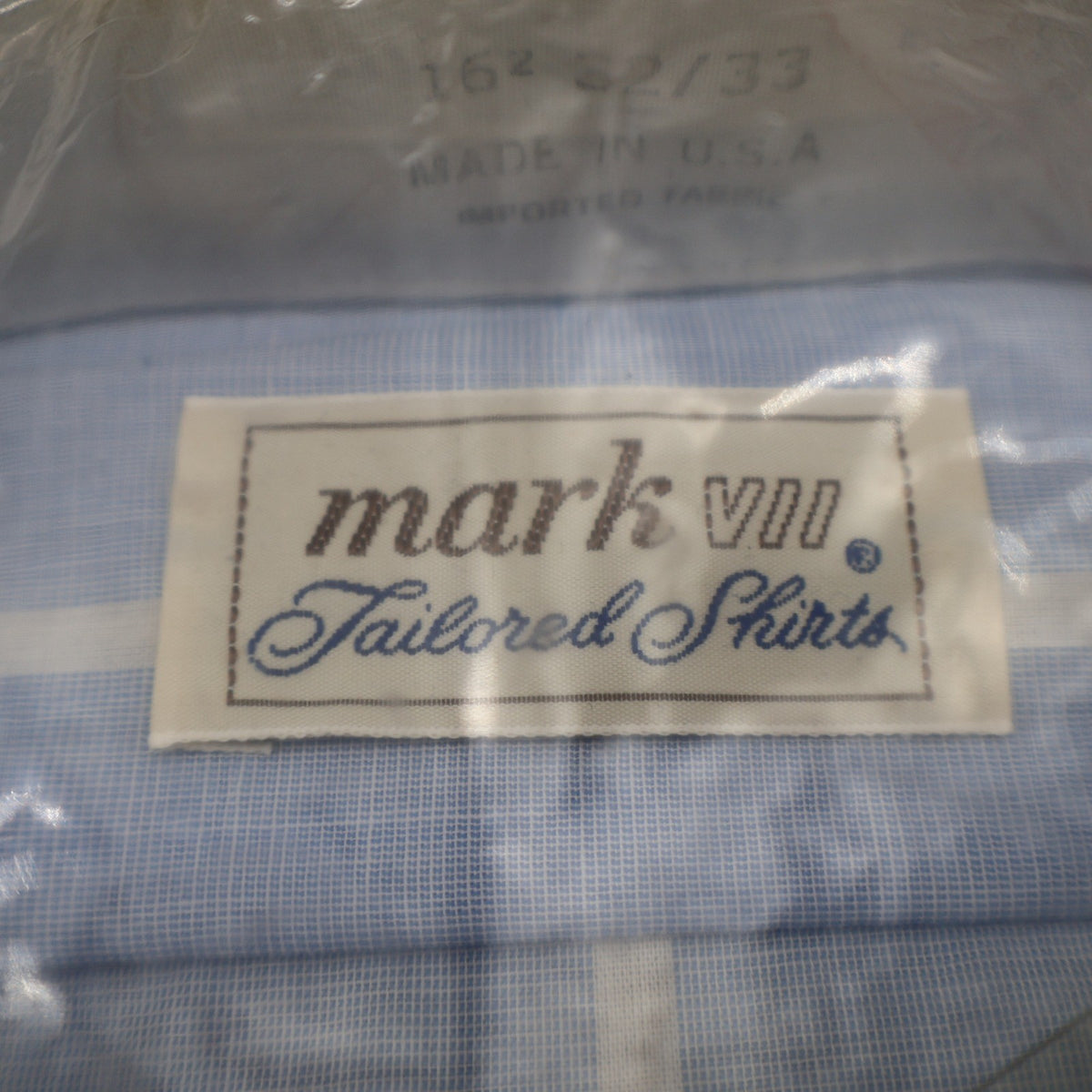 Mark VII Dress Shirt 16.5 32/33 Blue Stripe White Contrast Collar USA New - take2supply