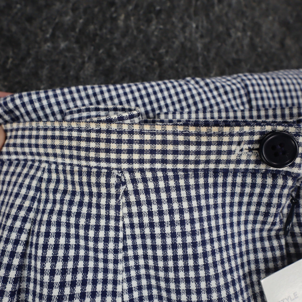 Southern Lady Pants Womens 12 Navy White Gingham Cotton Stretch Side Zip NOS - take2supply