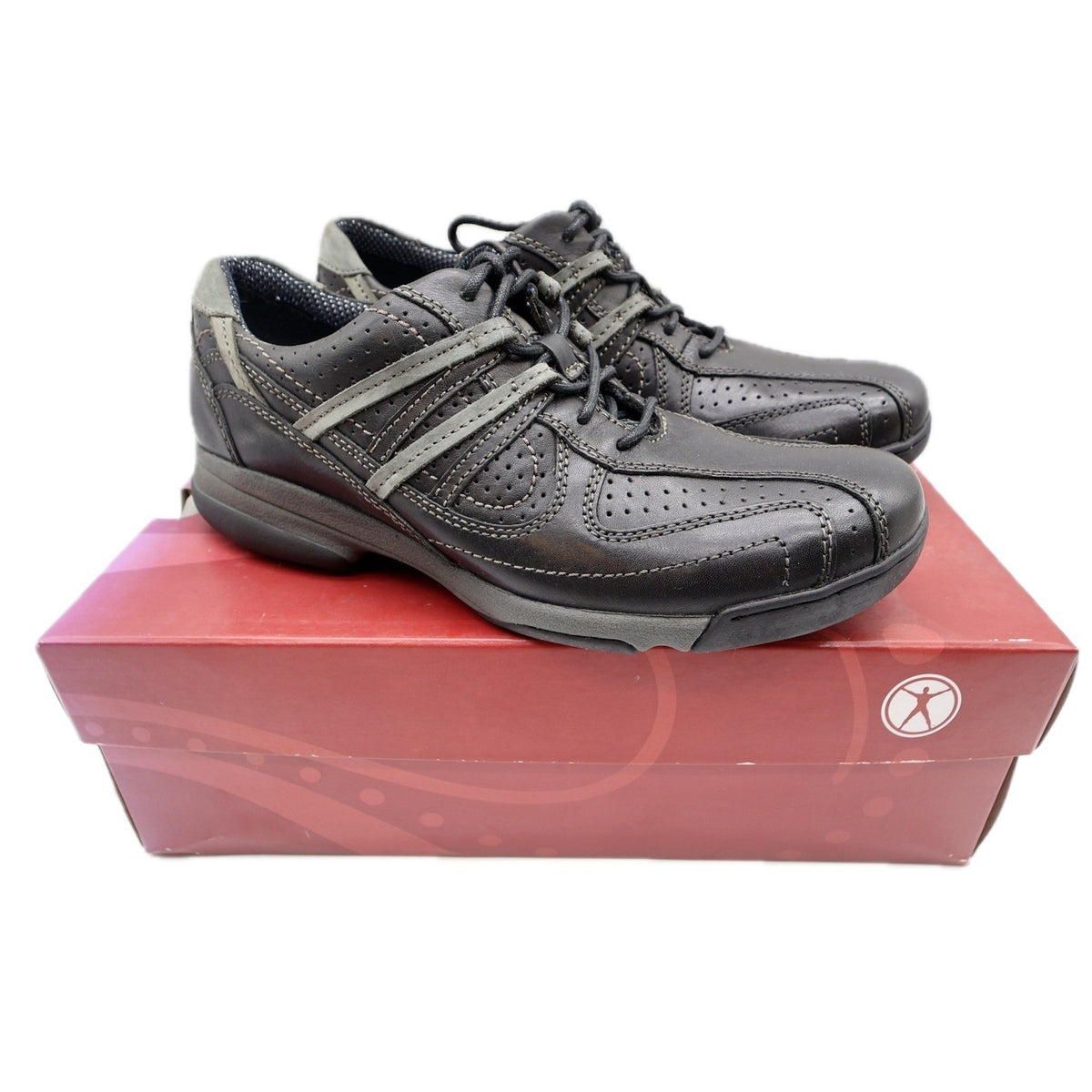 Hush Puppies Integrate Black Leather Walking Shoes Mens 9 Medium H101169 New - take2supply