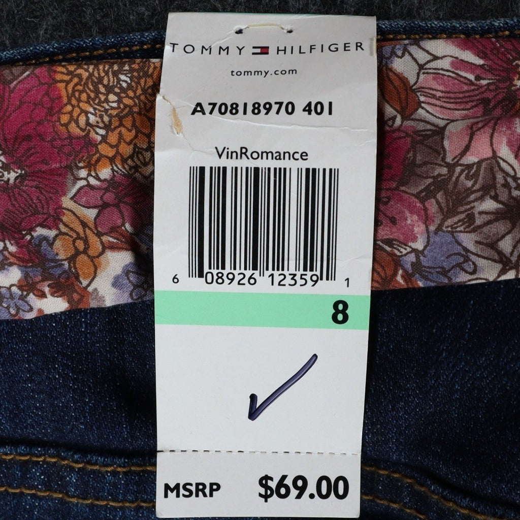 Tommy Hilfiger Jeans Womens 8 Vintage 2000s Low Rise Stretch Blue Floral Belt - take2supply