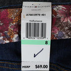 Tommy Hilfiger Jeans Womens 8 Vintage 2000s Low Rise Stretch Blue Floral Belt - take2supply