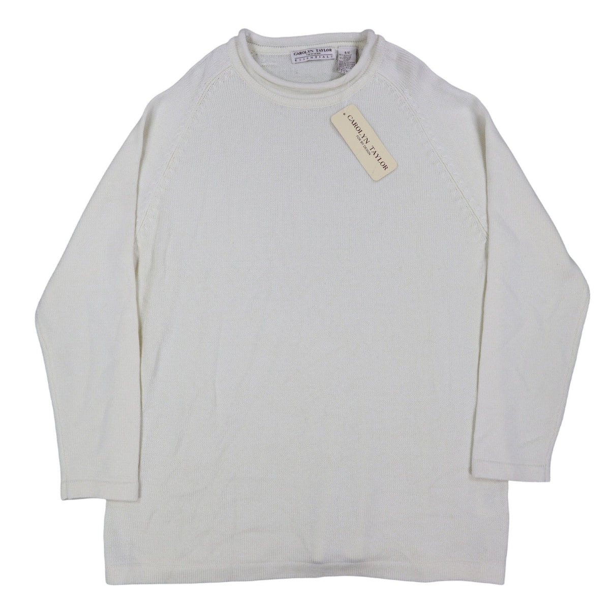 Carolyn Taylor Sweater Womens Small Cream Mock Neck Raglan Knit Top NWT - take2supply