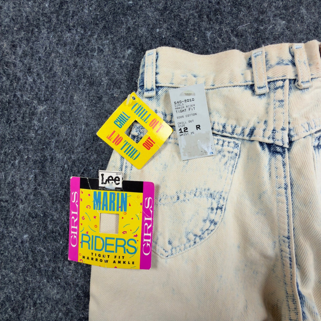 Lee 80s Vintage Marin Riders Jeans Girls 12 Acid Wash Yellow NWT C508 - take2supply