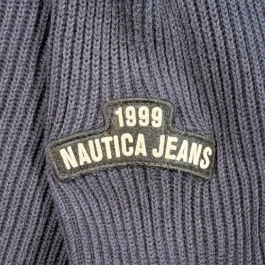 Vintage Nautica Jeans Co Sweater Mens L Navy Blue 1/4 Zip Ribbed Cotton - take2supply