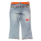 US Polo Assn Y2K Flare Jeans Girls 8 Blue Denim Stretch Belted NWT - take2supply
